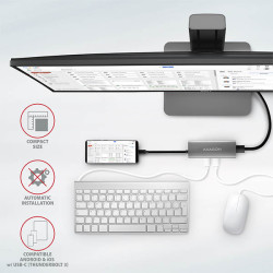 AXAGON HMC-5G2, USB 10Gbps húb, porty 2x USB-A, 2x USB-C, HDMI 4k/60, PD 100W, kábel USB-C 13cm