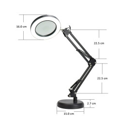 FELLOWES - Platinet PDLD11 stolná LED lampa Magnify 10W stmievateľná s lupou, čierna