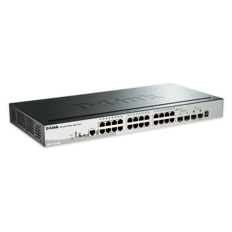 D-Link DGS-1510-28P 28-port Gigabit Stackable SmartPro PoE Switch 2x SFP, 2x 10G SFP+