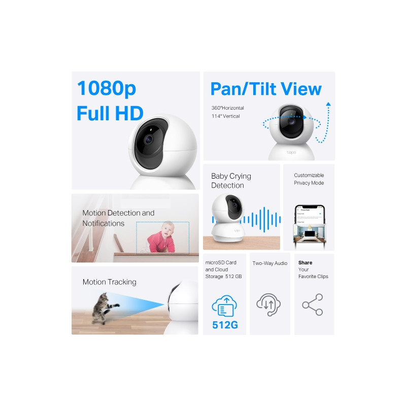 TP-LINK - Tapo C200C Pan/Tilt Home Security Wi-Fi Camera