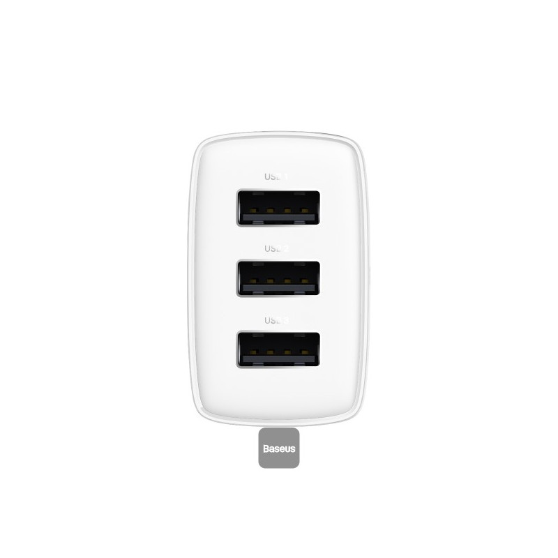 NONAME - Baseus nabíjačka do siete Compact 3xUSB 17W biela