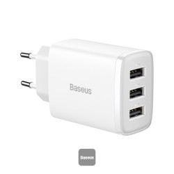 NONAME - Baseus nabíjačka do siete Compact 3xUSB 17W biela