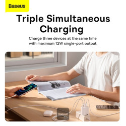 NONAME - Baseus nabíjačka do siete Compact 3xUSB 17W biela