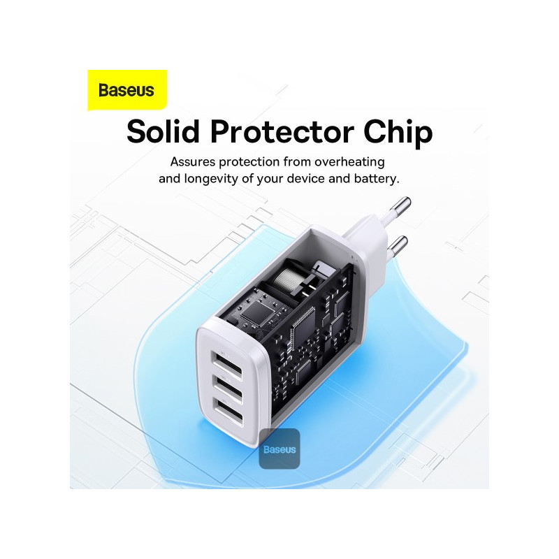 NONAME - Baseus nabíjačka do siete Compact 3xUSB 17W biela