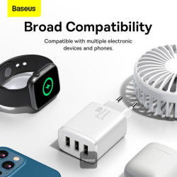 NONAME - Baseus nabíjačka do siete Compact 3xUSB 17W biela