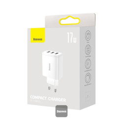NONAME - Baseus nabíjačka do siete Compact 3xUSB 17W biela