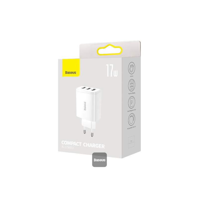 NONAME - Baseus nabíjačka do siete Compact 3xUSB 17W biela