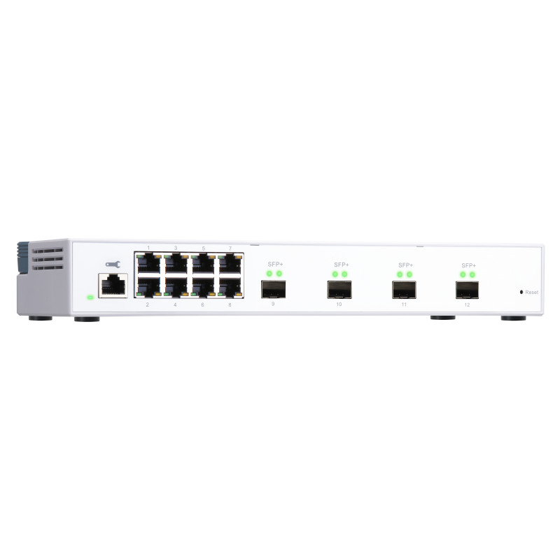 QNAP riadený switch QSW-M408S (12portov: 8x Gigabit port + 4x 10G SFP+ porty)