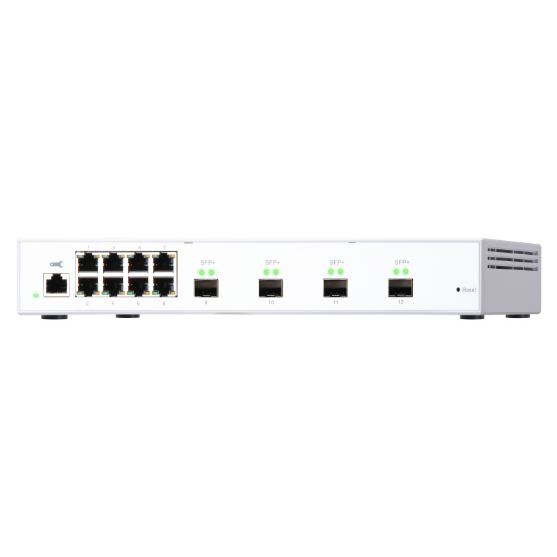QNAP riadený switch QSW-M408S (12portov: 8x Gigabit port + 4x 10G SFP+ porty)