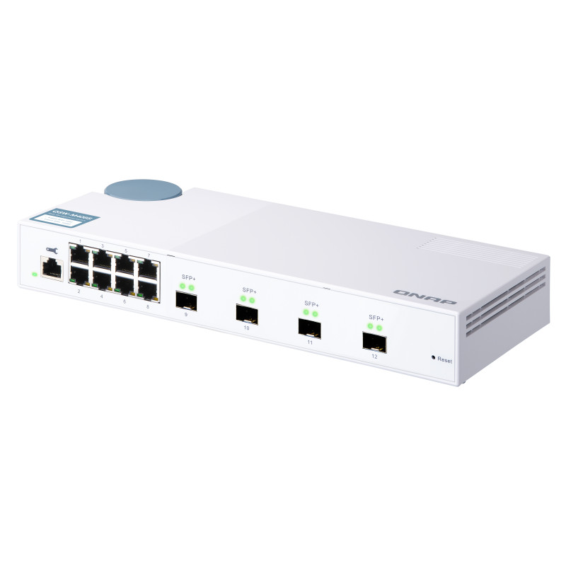 QNAP riadený switch QSW-M408S (12portov: 8x Gigabit port + 4x 10G SFP+ porty)