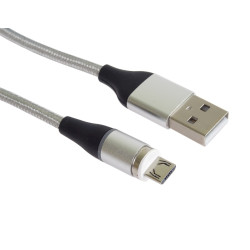 PremiumCord Magnetický micro USB a USB-C nabíjací a dátový kábel 1m, strieborný