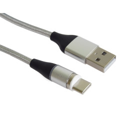 PremiumCord Magnetický micro USB a USB-C nabíjací a dátový kábel 1m, strieborný