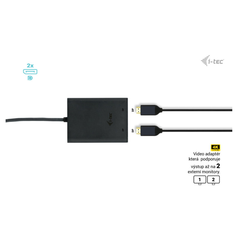 i-tec USB-C Dual 4K/60Hz (single 8K/30Hz) DP Video adaptér