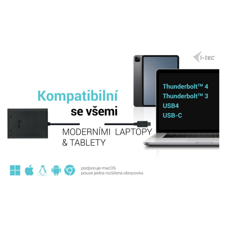 i-tec USB-C Dual 4K/60Hz (single 8K/30Hz) DP Video adaptér