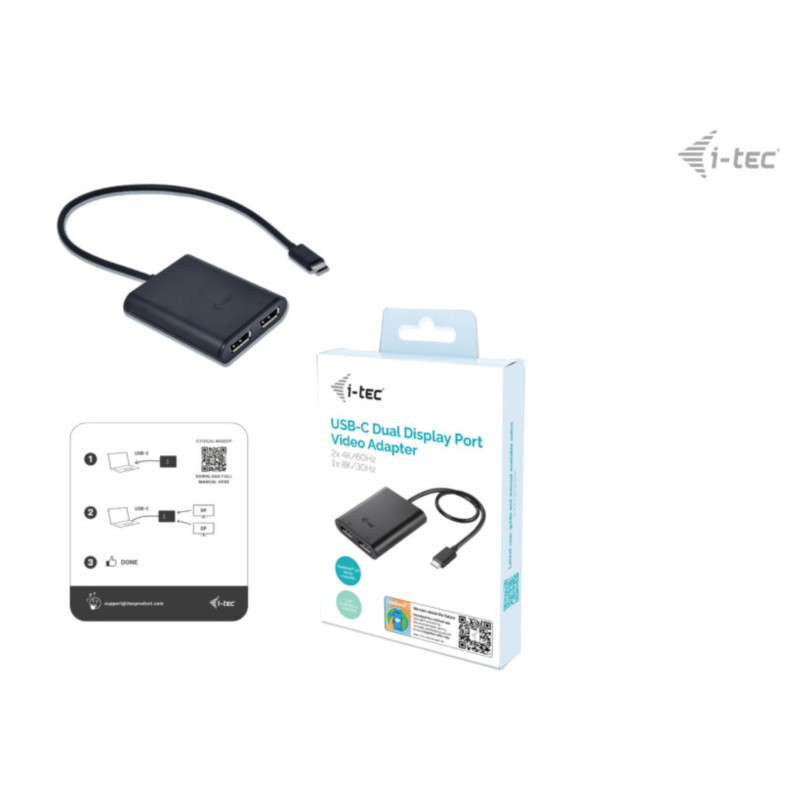 i-tec USB-C Dual 4K/60Hz (single 8K/30Hz) DP Video adaptér