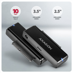 AXAGON ADSA-FPX, USB-C 10Gbps - SATA 6G, 2.5''/3.5'' SSD/HDD FAST PORT X adaptér, vr. AC napájače