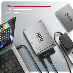 AXAGON ADSA-FPX, USB-C 10Gbps - SATA 6G, 2.5''/3.5'' SSD/HDD FAST PORT X adaptér, vr. AC napájače