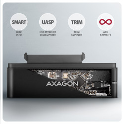 AXAGON ADSA-FPX, USB-C 10Gbps - SATA 6G, 2.5''/3.5'' SSD/HDD FAST PORT X adaptér, vr. AC napájače