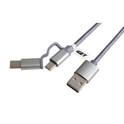 iGET G2V1 - USB kábel Micro USB/USB - C dlhý pre všetky mobilné telefóny, vrátane odolných