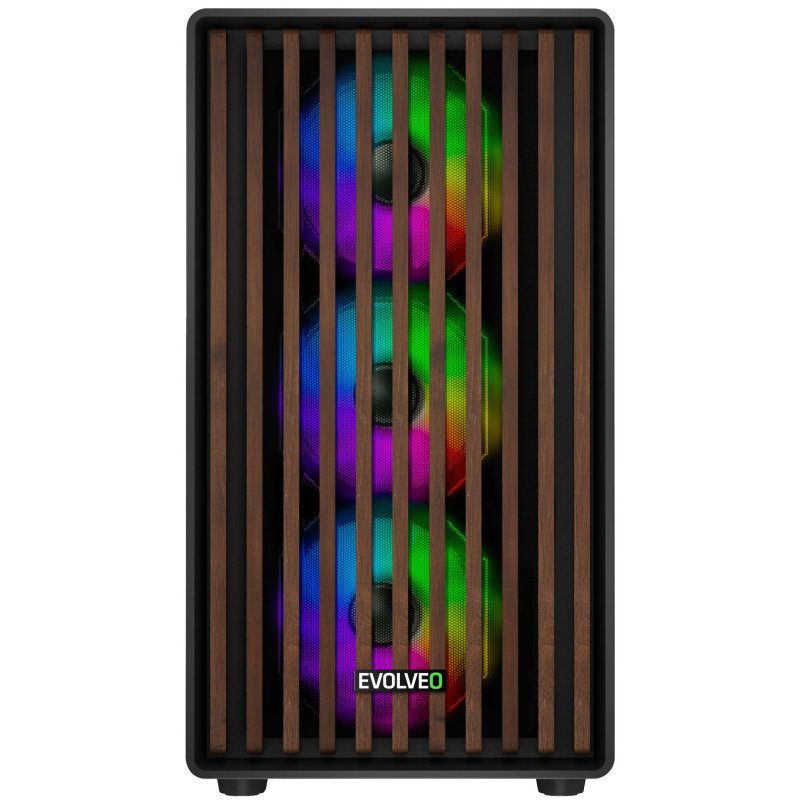 EVOLVEO Panthera, mATX/6x ARGB 120/drevo+sklo