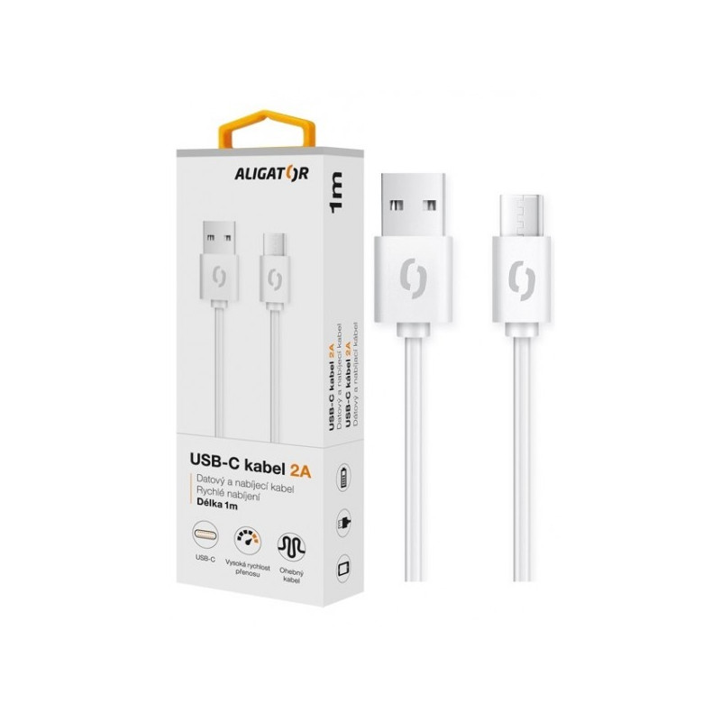 ALIGATOR Dátový kábel 2A, USB-C biely