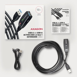 AXAGON ADR-310, USB 3.2 Gen 1 A-M - A-F aktívny predlžovací / repeater kábel, 10m