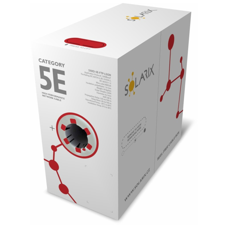Instalačný kábel Solarix CAT5E FTP LSOH Dca-s1,d2,a1 305m/box SXKD-5E-FTP-LSOH