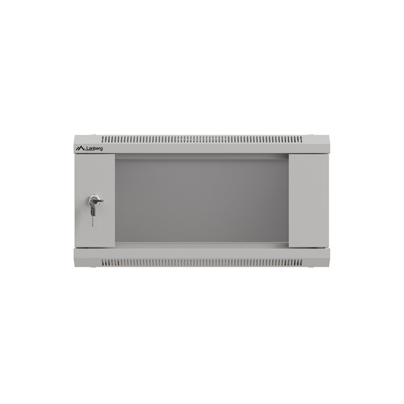 LANBERG RACKOVÁ SKRIŇA 19'' NÁSTENNÁ 4U/540X350 (FLAT PACK) S PRESKLENÝMI DVERAMI ŠEDÁ
