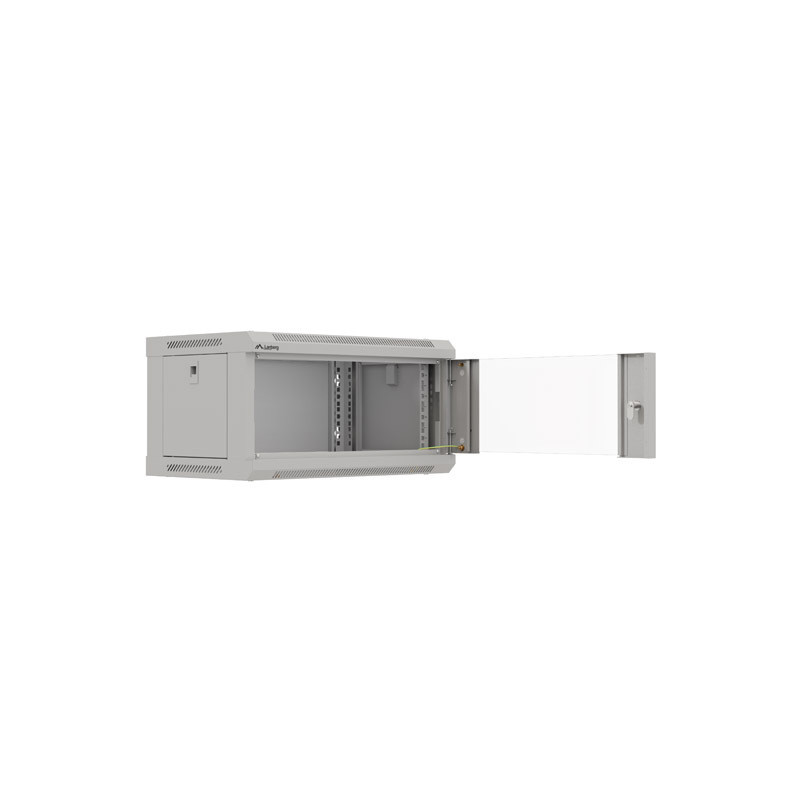 LANBERG RACKOVÁ SKRIŇA 19'' NÁSTENNÁ 4U/540X350 (FLAT PACK) S PRESKLENÝMI DVERAMI ŠEDÁ