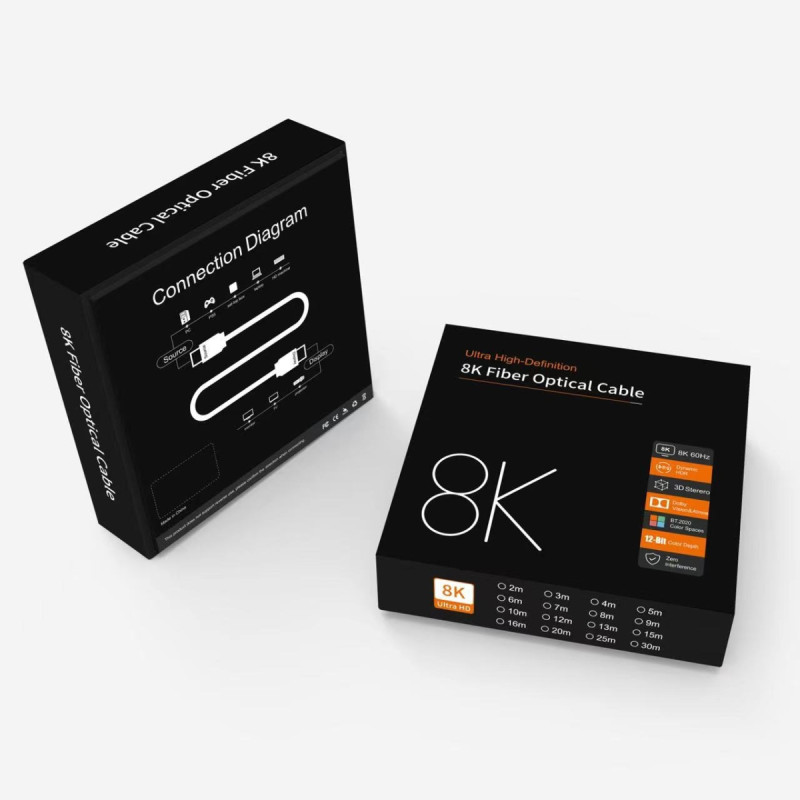 PremiumCord Ultra High Speed HDMI 2.1 optický fiber kábel 8K @ 60Hz, pozlátené 15m