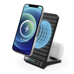 Aligator Stojanček s bezdrôtovým nabíjaním 15W a USB-C konektorom, 2v1, čierny