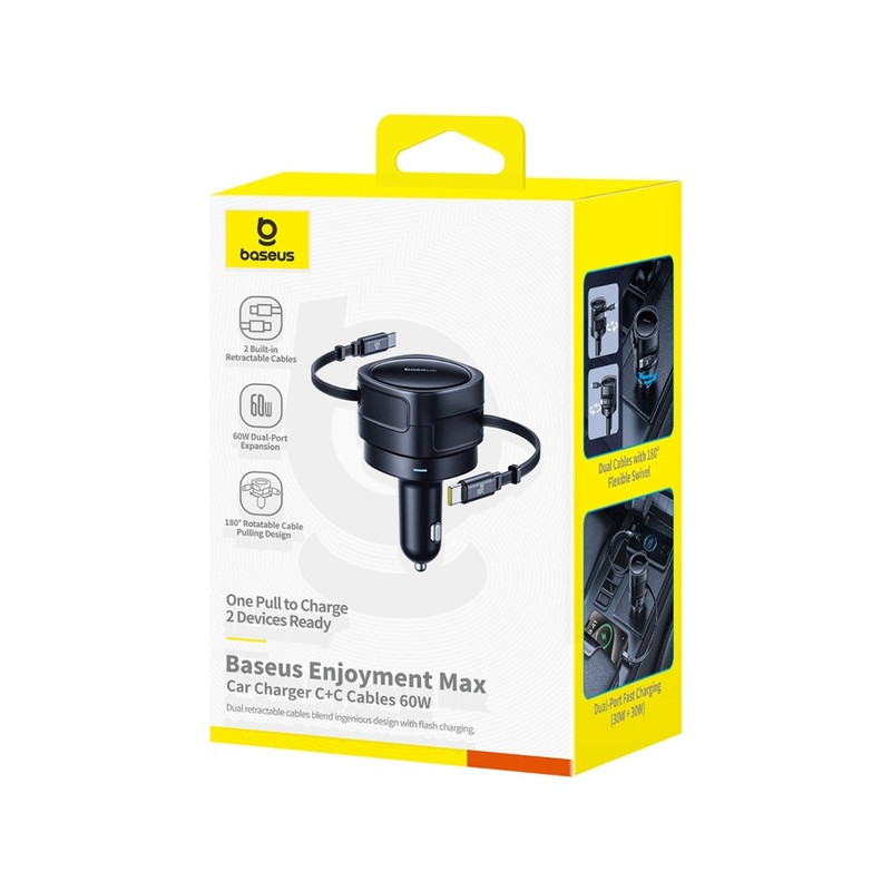 NONAME - Baseus Enjoyment Max Nabíjačka do Auta USB-C/USB-C 60W Cosmic Black