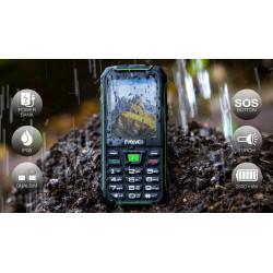 EVOLVEO StrongPhone W4, IP68 odolný Dual SIM telefón, 2,8'' LCD, 2500mAh, Powerbanka, černo-zelený