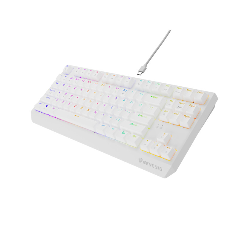 Genesis herná klávesnica THOR 230/TKL/RGB/Outemu Red/Drôtová USB/US layout/Biela