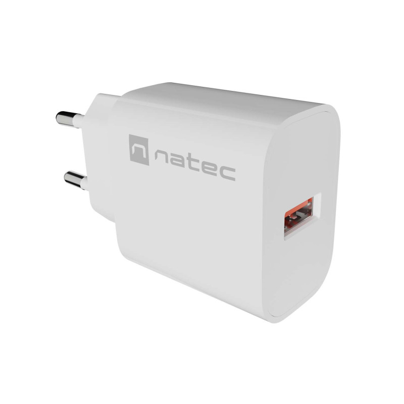 Univerzálna nabíjačka Natec RIBERA 18W, 1X USB-A, biela