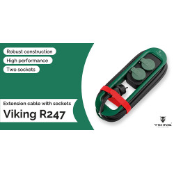 Predlžovací kábel so zásuvkami Viking R247/Output: 2xAC/IP44/vonkajšie použitie/4,7m kábel