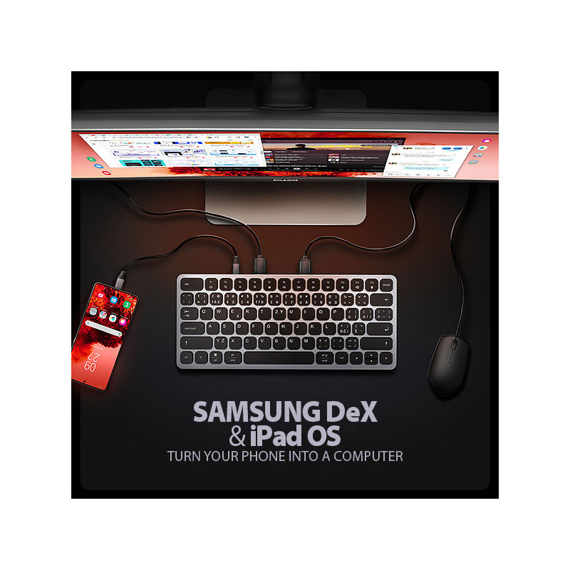 AXAGON HMC-KB-CS, USB 5Gbps húb s klávesnicou CZ/SK, HDMI 4K/60Hz, 3x USB-A, SD/mSD, audio, PD 100W