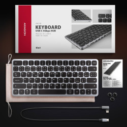 AXAGON HMC-KB-CS, USB 5Gbps húb s klávesnicou CZ/SK, HDMI 4K/60Hz, 3x USB-A, SD/mSD, audio, PD 100W