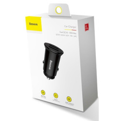 NONAME - Baseus rýchlonabíjačka do auta 2xUSB QC3.0 30W čierna
