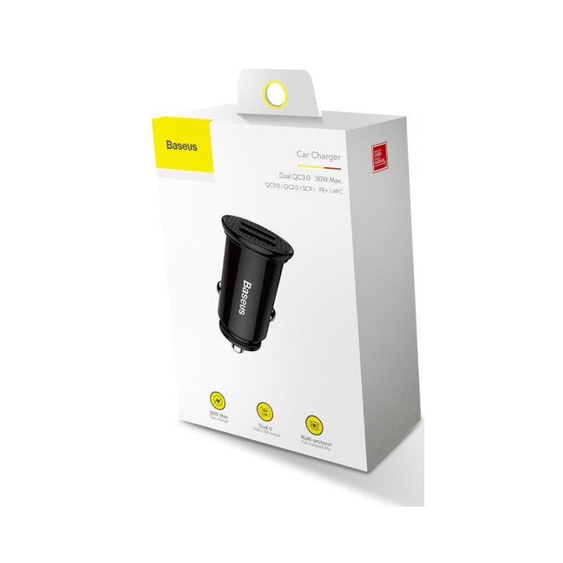 NONAME - Baseus rýchlonabíjačka do auta 2xUSB QC3.0 30W čierna