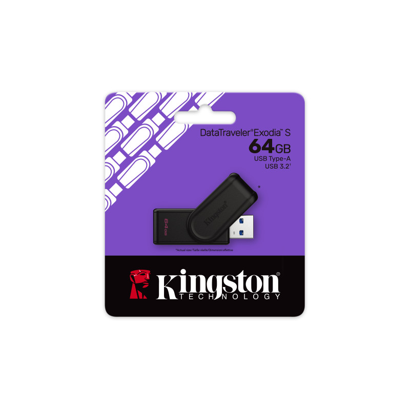 KINGSTON - DataTraveler Exodia S/64GB/USB 3.2/USB-A/Čierna