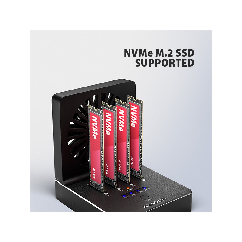 AXAGON ADSA-M2C44, USB4 dokovacia stanica pre 4× M.2 NVMe SSD s funkciou klonovania