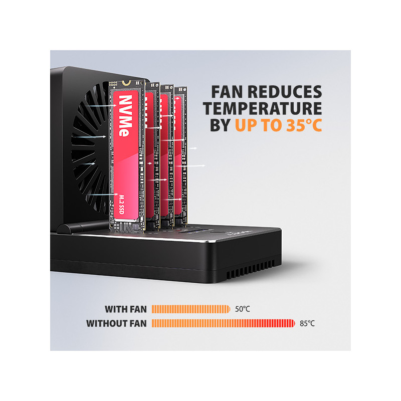 AXAGON ADSA-M2C44, USB4 dokovacia stanica pre 4× M.2 NVMe SSD s funkciou klonovania