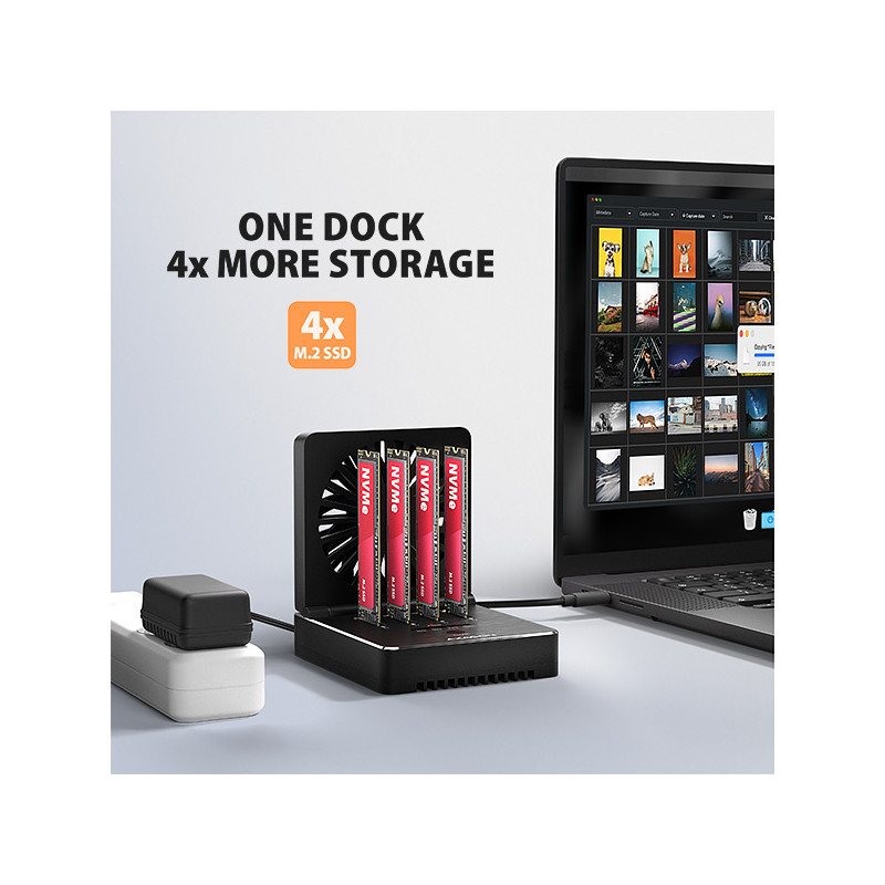 AXAGON ADSA-M2C44, USB4 dokovacia stanica pre 4× M.2 NVMe SSD s funkciou klonovania