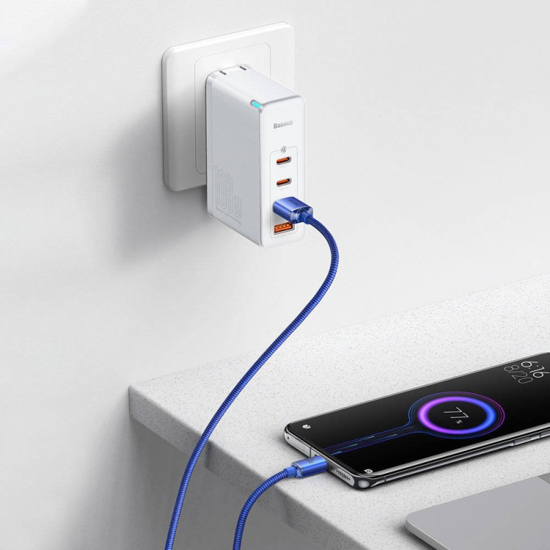NONAME - Baseus CAJY000403 Crystal Shine Series Dátový Kabel USB - USB-C 100W 1,2m Blue