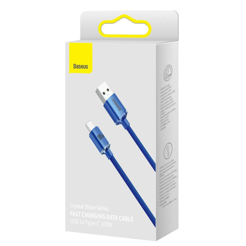 NONAME - Baseus CAJY000403 Crystal Shine Series Dátový Kabel USB - USB-C 100W 1,2m Blue