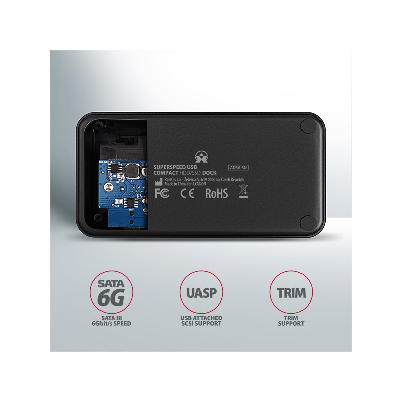 AXAGON ADSA-SN, USB 3.2 Gen1 - SATA 6G, 2.5''/3.5'' HDD/SSD dokovacia stanica