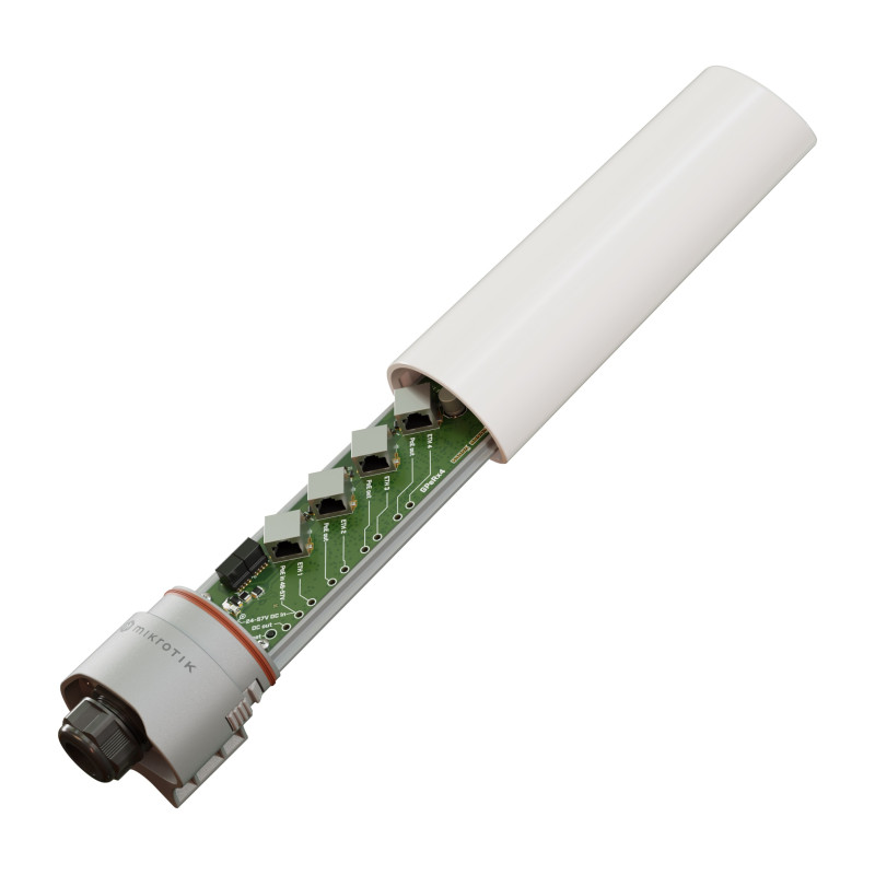 MikroTik GPER14i, GPeRx4 Smart Gigabit Passive Ethernet Repeater & PoE splitter, outdoor enclosure