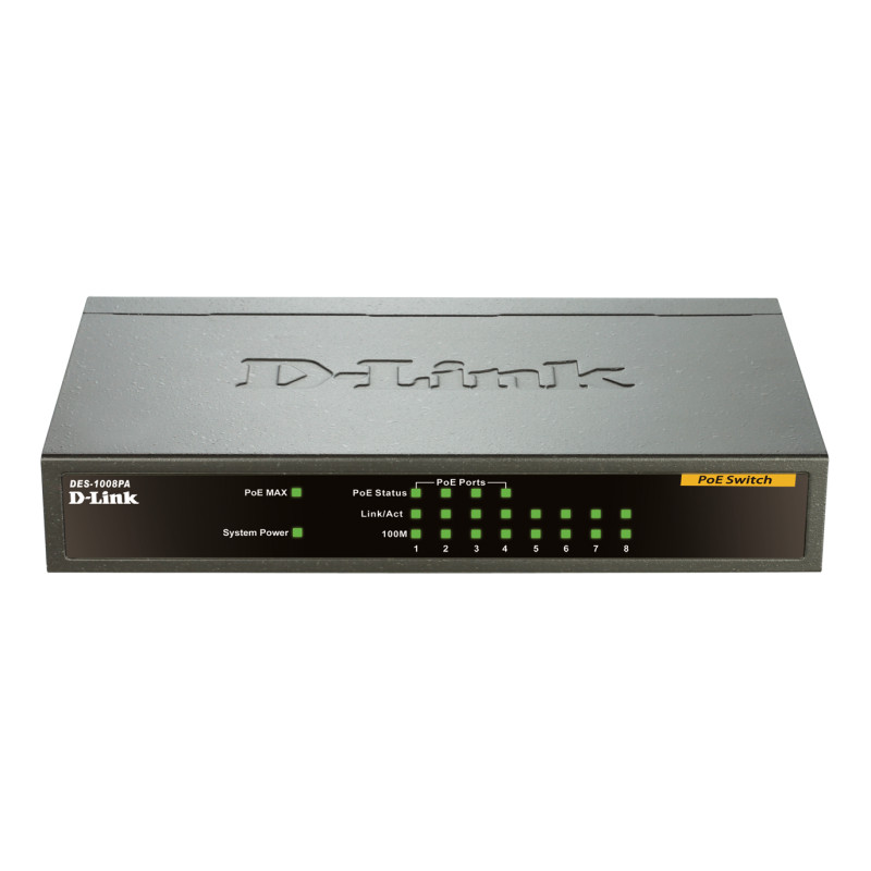 D-Link DES-1008PA 8x10/100 Desktop Switch, 4xPoE