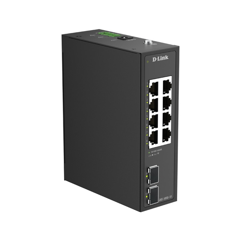D-Link DIS-100G-10 10-Port Gigabit Industrial Unmanaged Switch with 2 x SFP Ports
